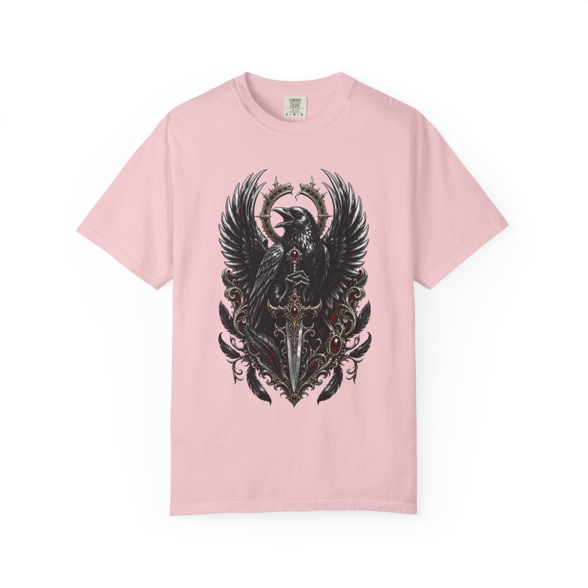 Gothic Chrome Raven Blade T-Shirt Graphic