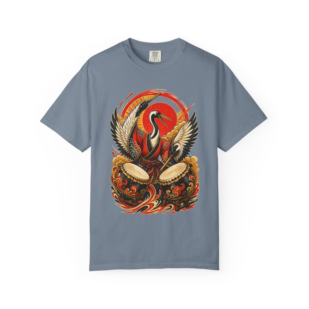 Red Sun Crane Drummer Graphic Tee