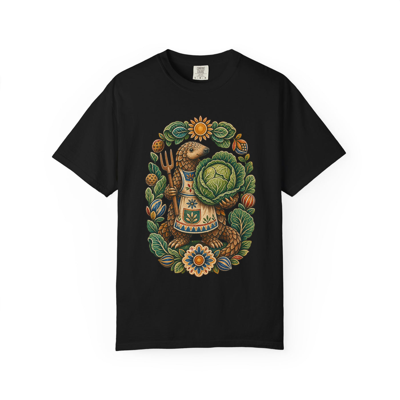 Folk Cabbage Pangolin Gardener Graphic Tee