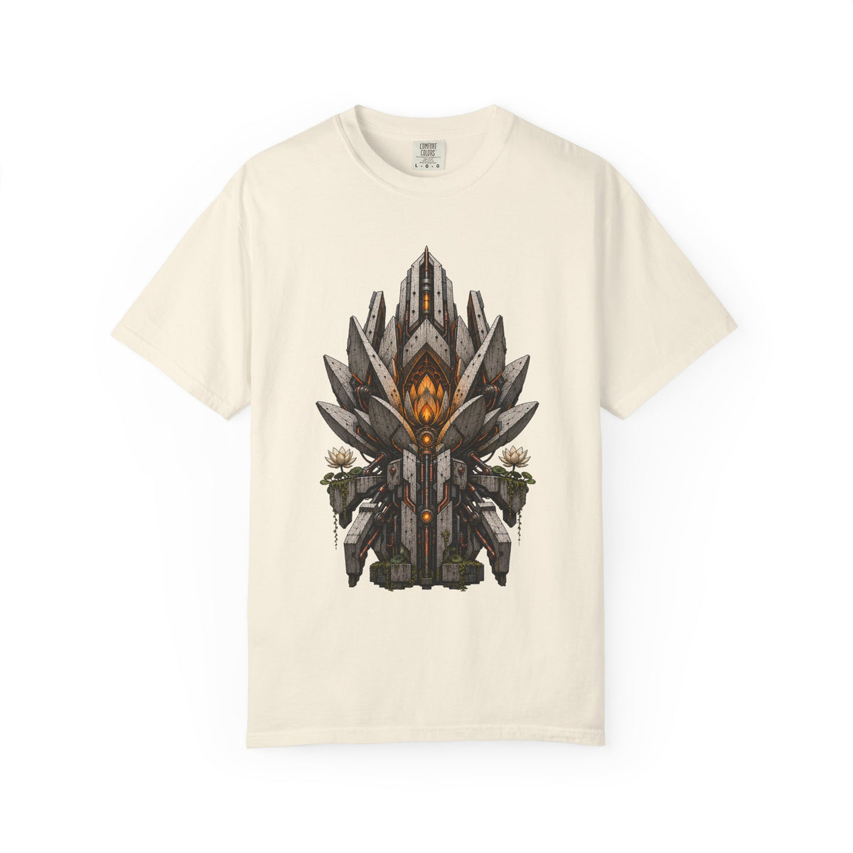 Brutalist Concrete Lotus Mech T-Shirt Graphic