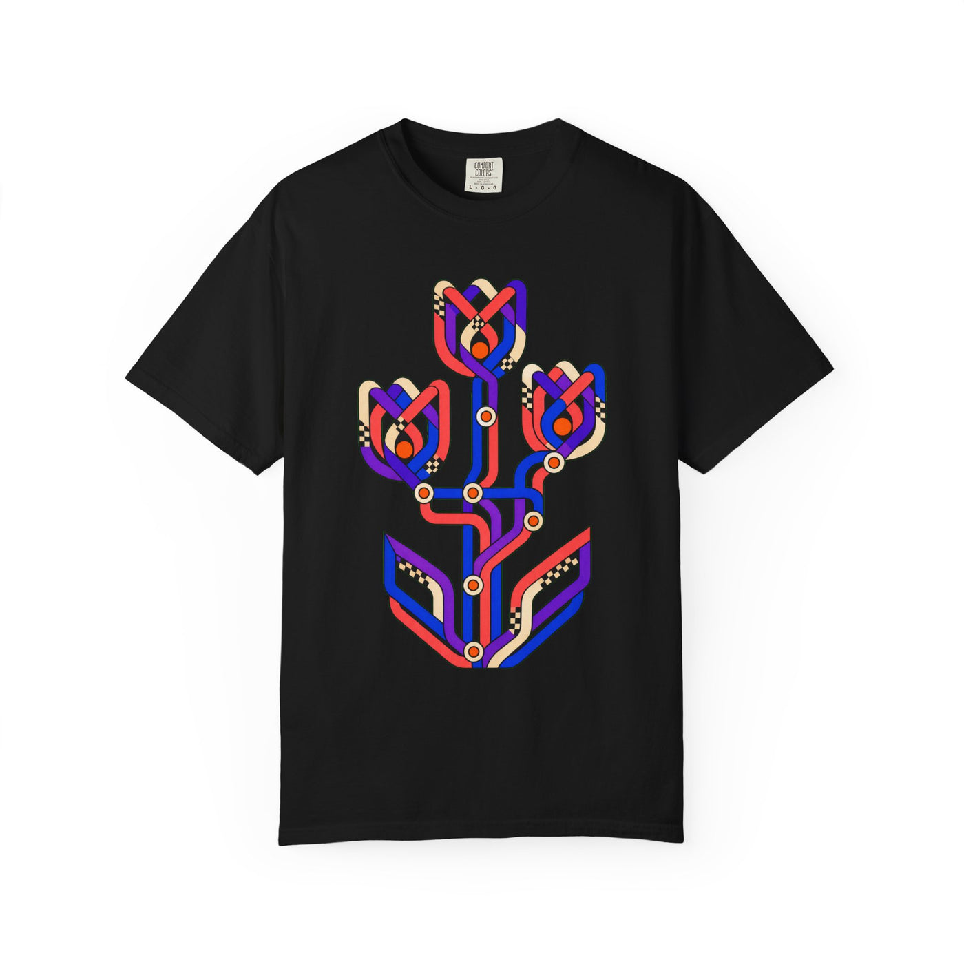 Ribbon Tulip Circuit Abstract Floral Graphic Tee
