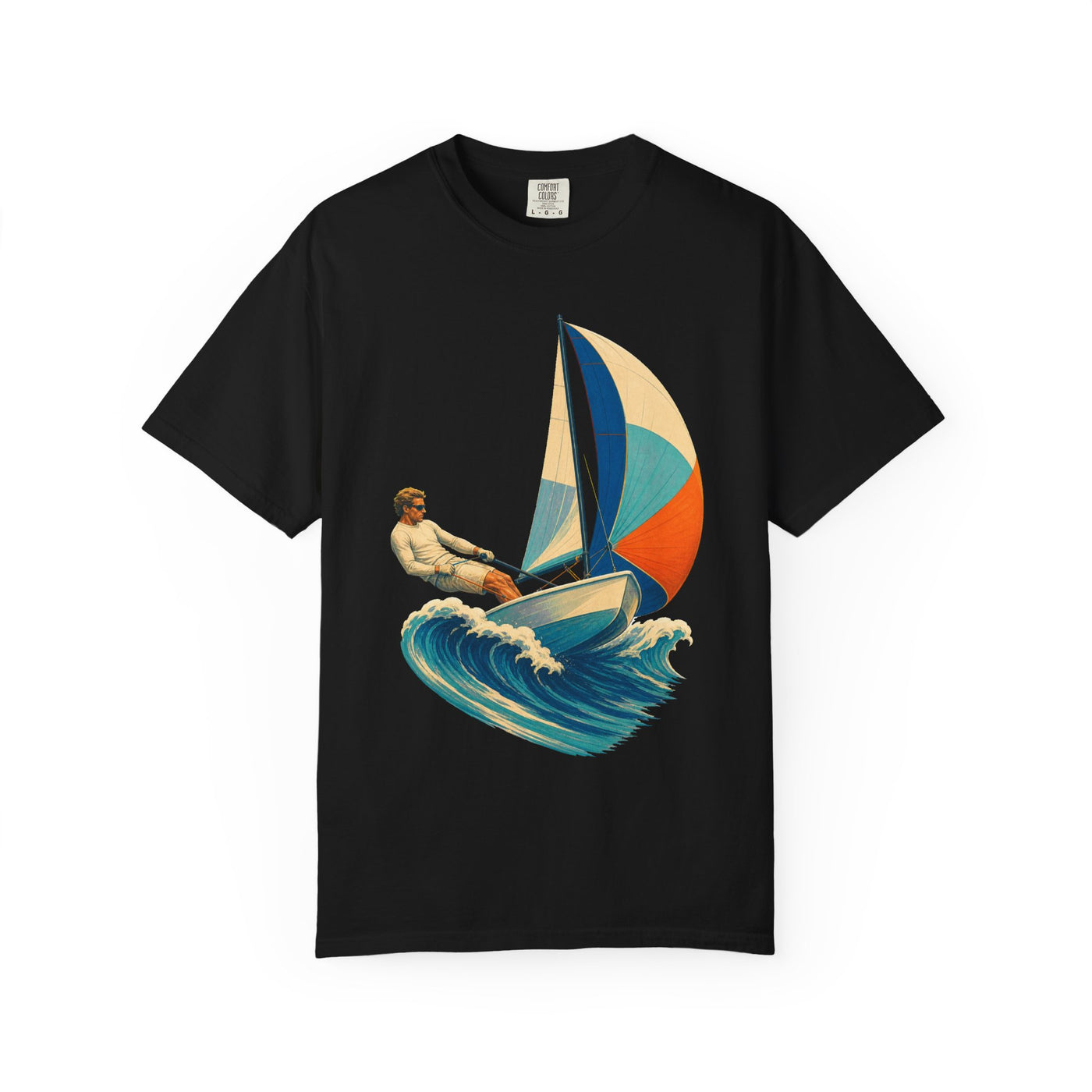 Spinnaker Dinghy Racer Coastal Risograph Graphic Tee