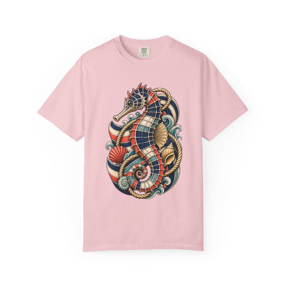 Nautical Deck-Stripe Seahorse Graphic Tee