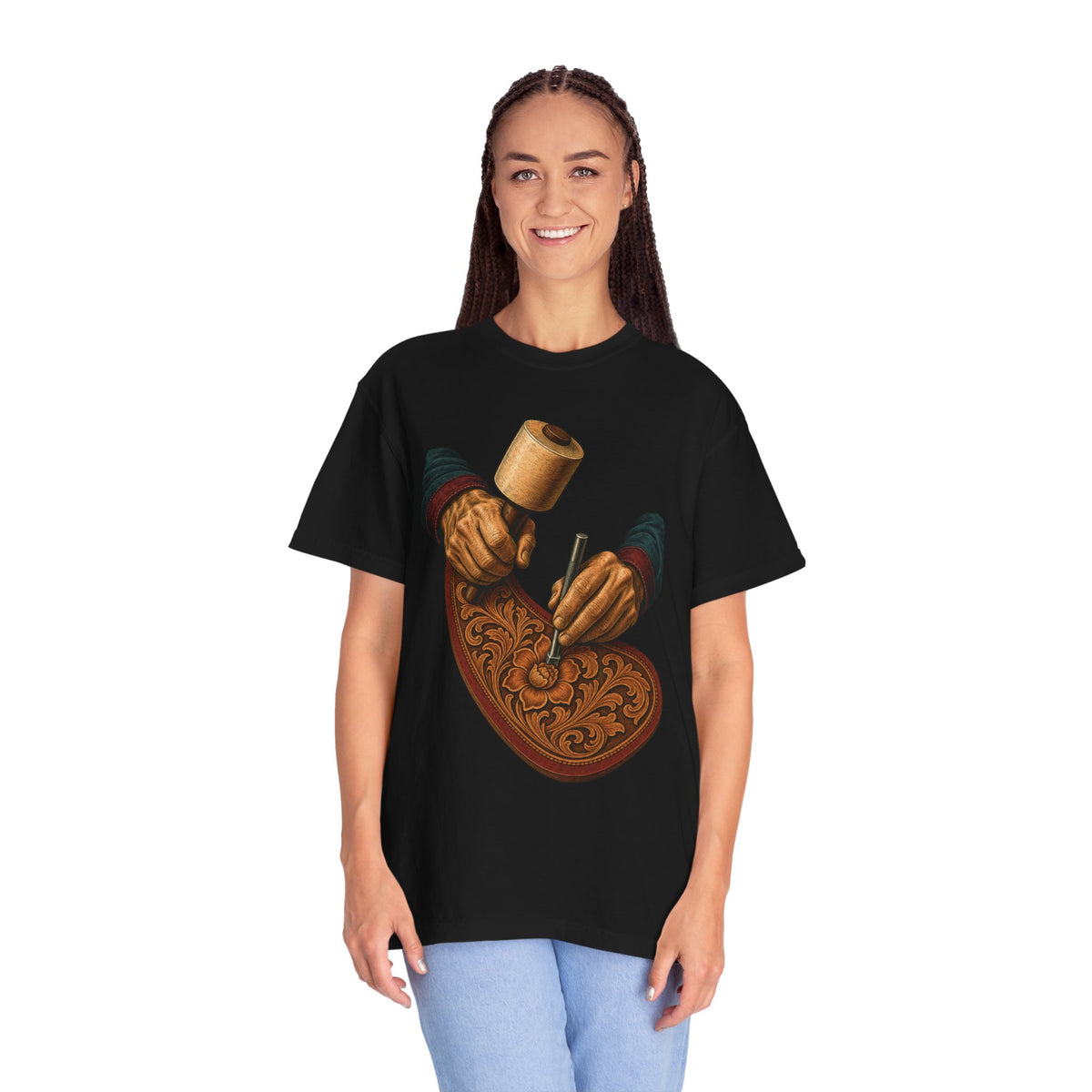 Floral Leather Tooling Arts and Crafts Graphic Tee
