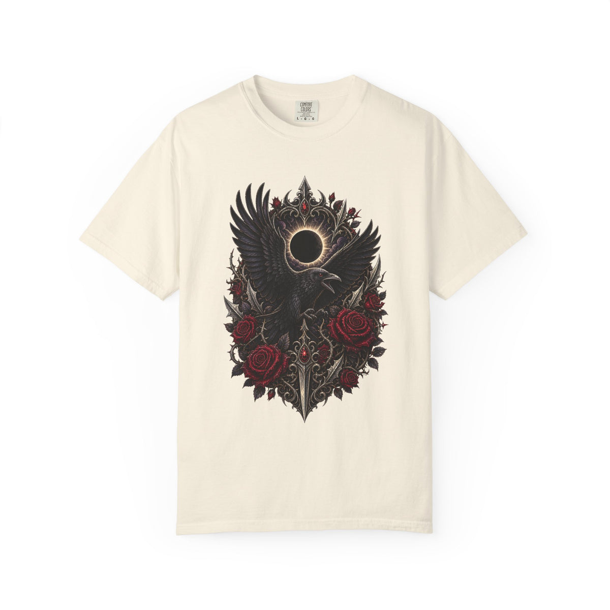 Gothic Raven Eclipse Rose T-Shirt Graphic