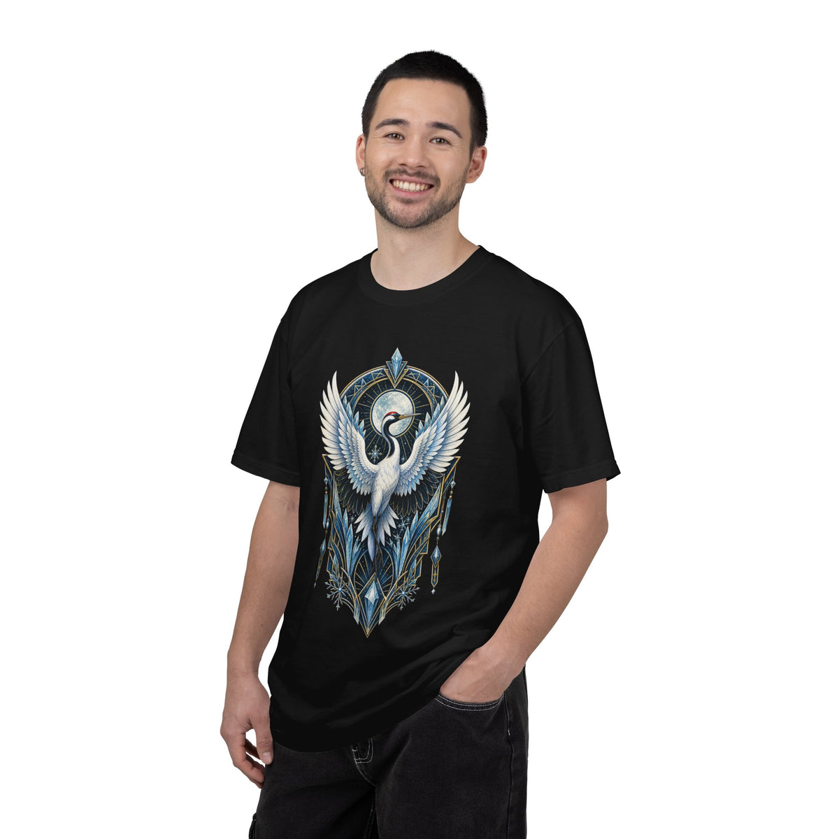 Art Deco Snow Crane Graphic T-Shirt