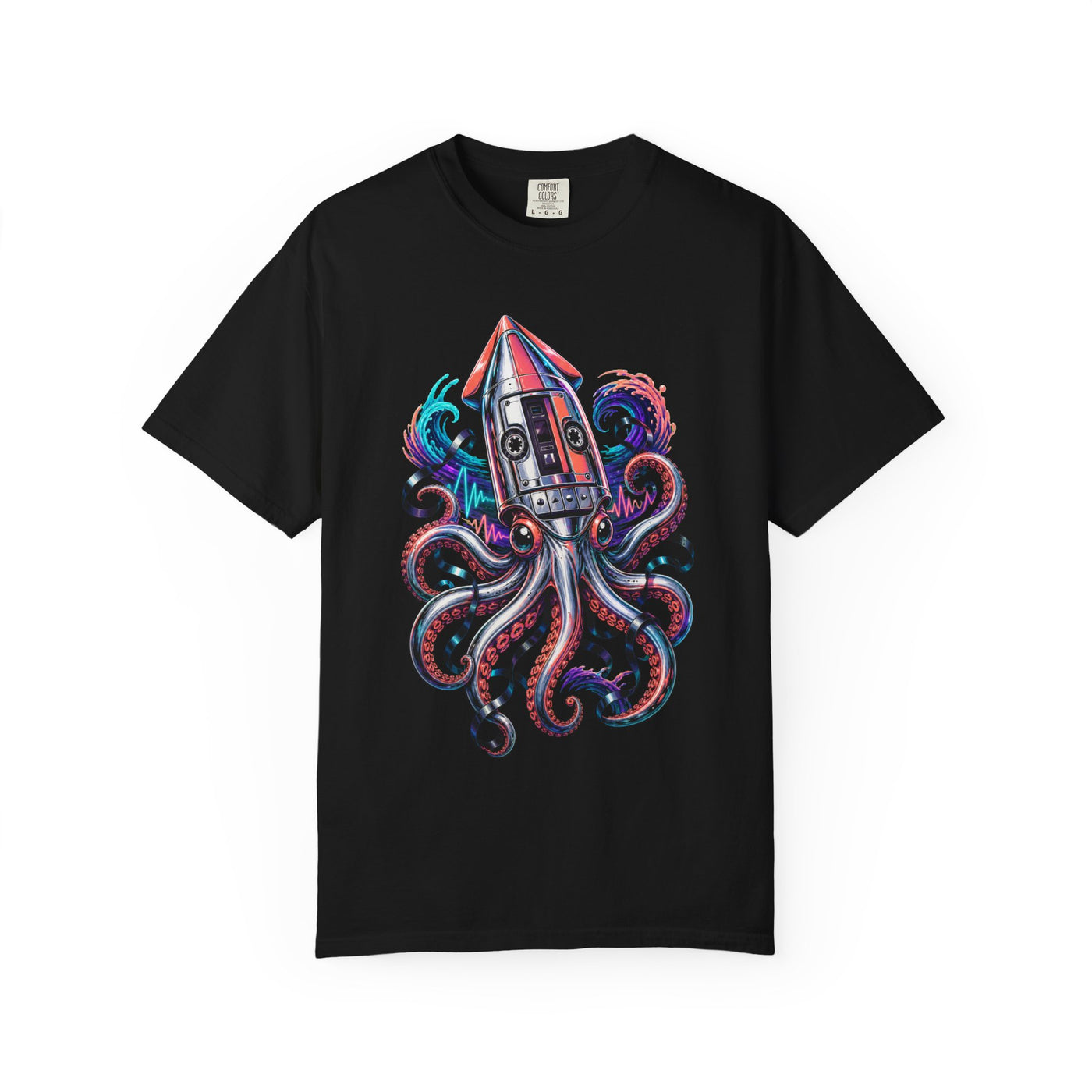 Retro Futurist Cassette Squid Graphic Tee