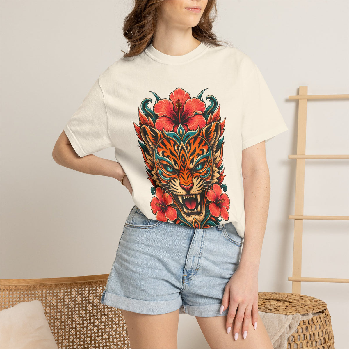 Hibiscus Tiger Mask Graphic Tee
