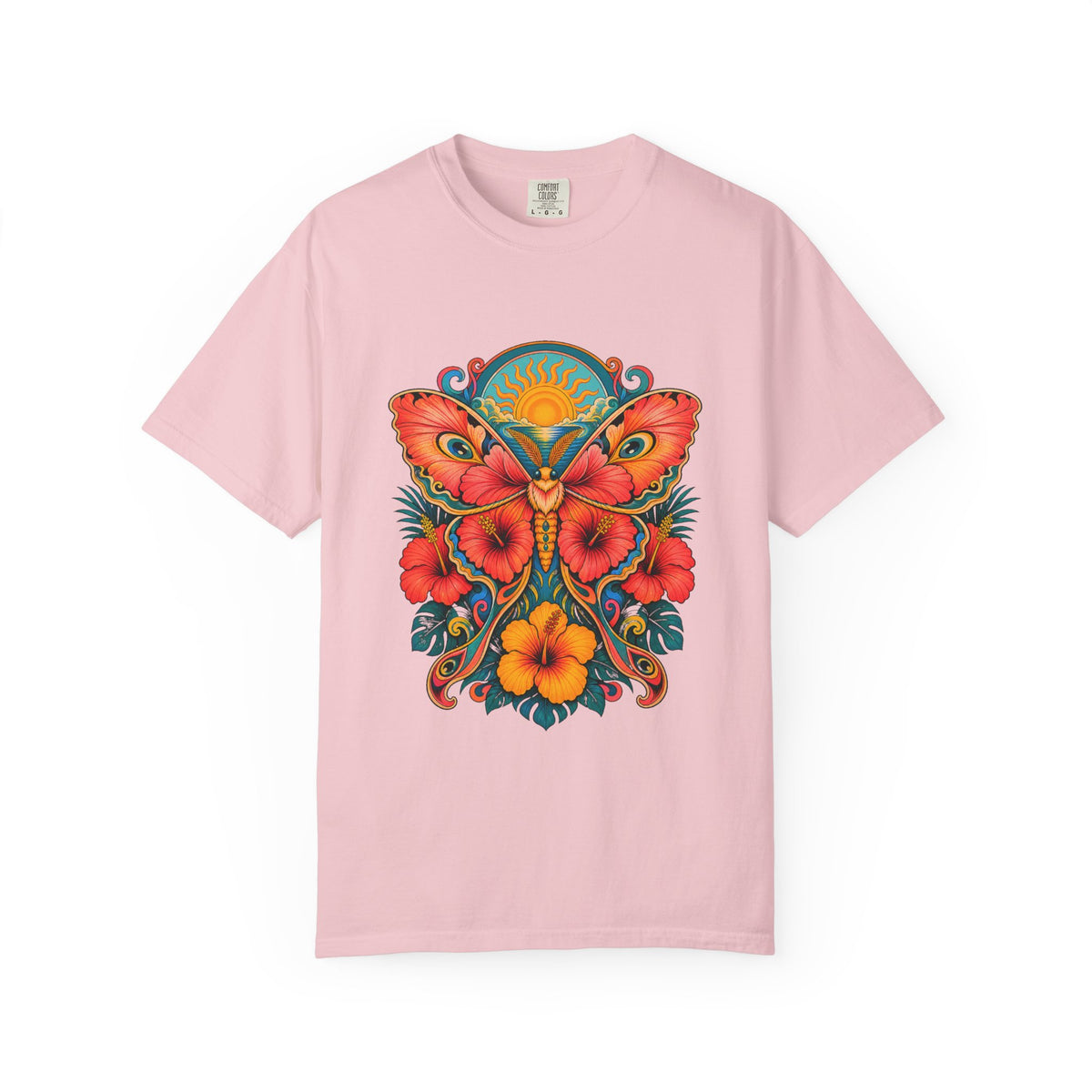 Psychedelic Hibiscus Oracle Moth Graphic Tee