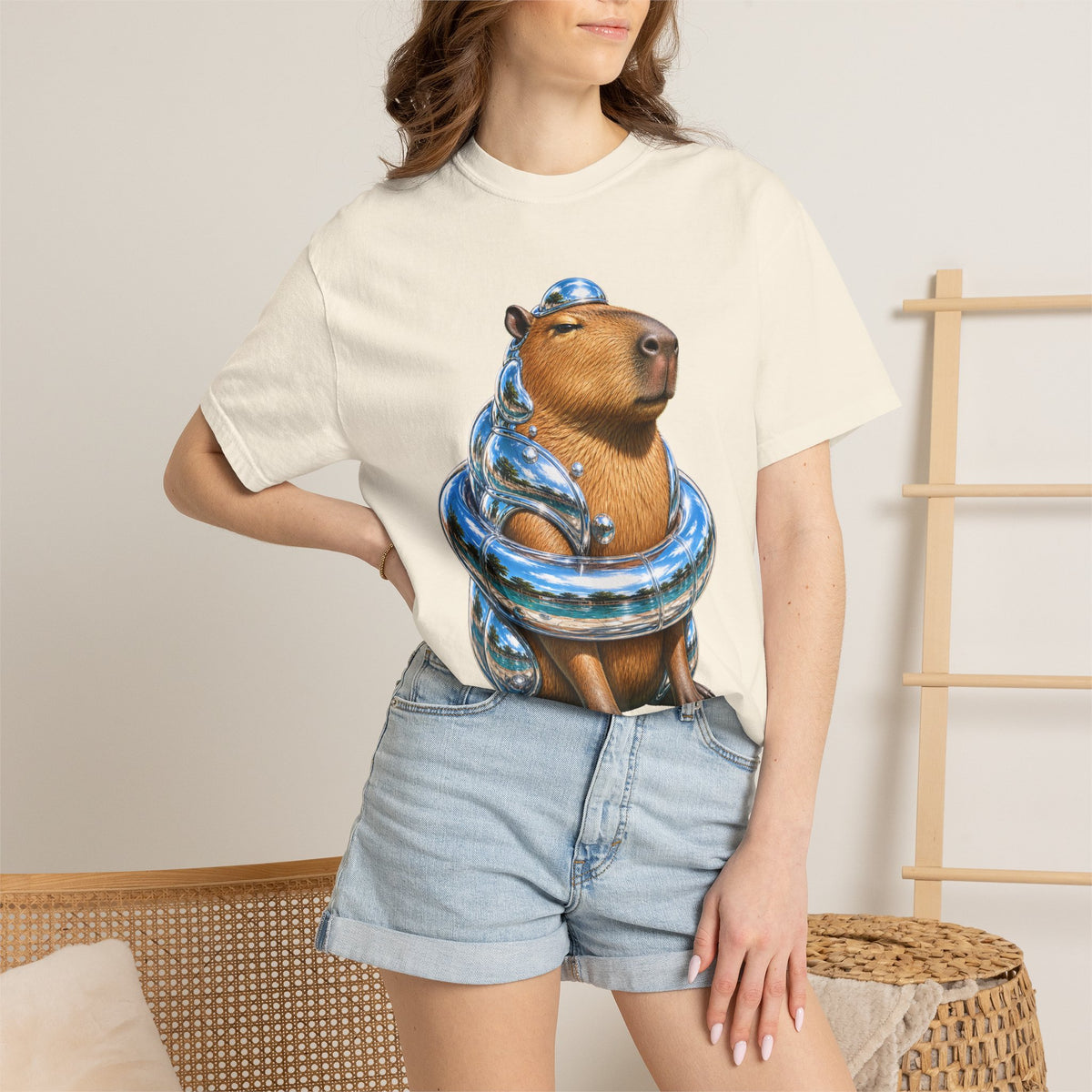 Chrome Bubble Capybara Graphic Tee