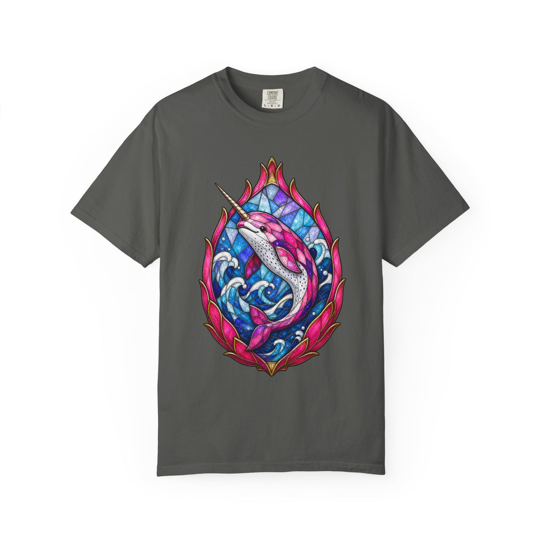 Stained Glass Dragonfruit Narwhal Graphic Tee