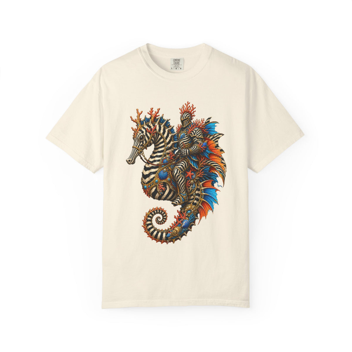 Zebra Coral Seahorse Rider Graphic Tee
