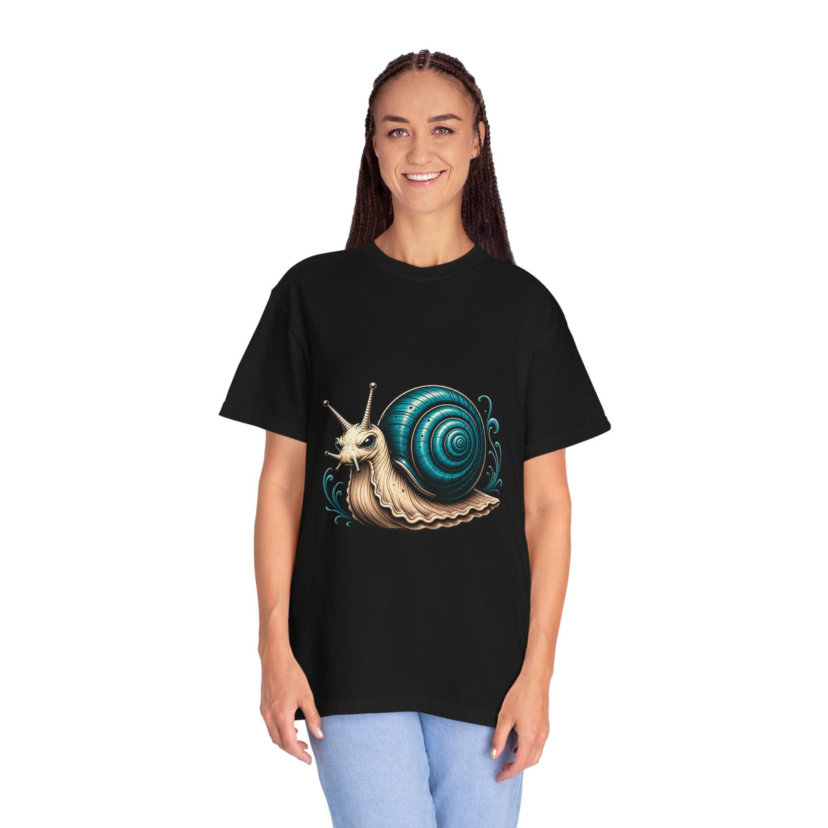 Teal Spiral Snail Mascot T-Shirt Graphic