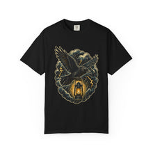 Woodcut Storm Raven Lantern T-Shirt Graphic