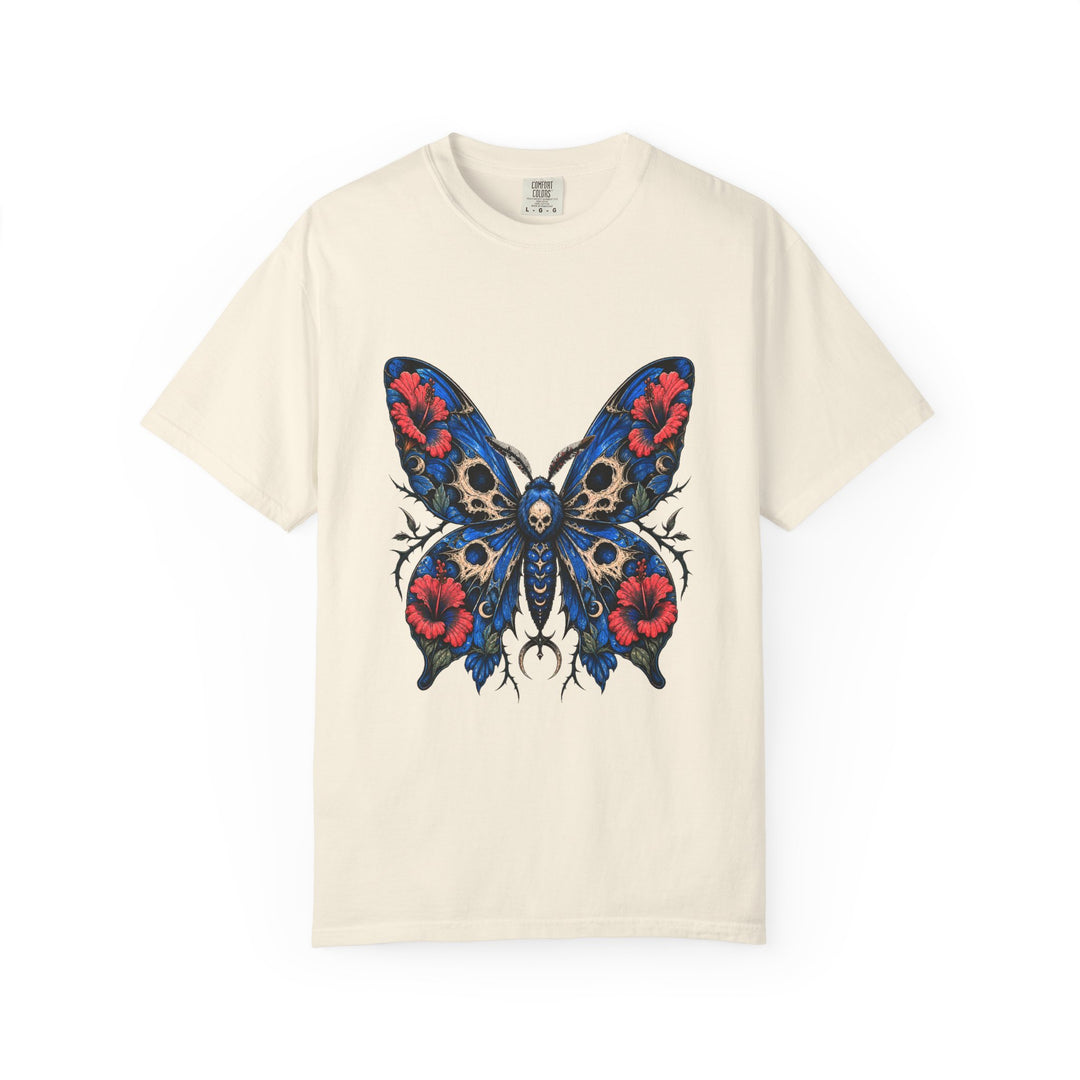 Cerulean Hibiscus Reaper Moth Graphic Tee