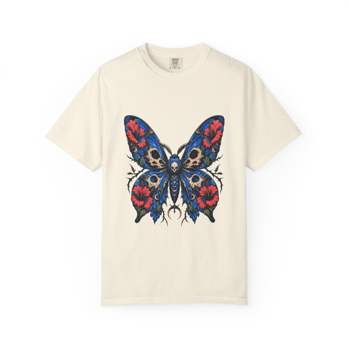 Cerulean Hibiscus Reaper Moth Graphic Tee