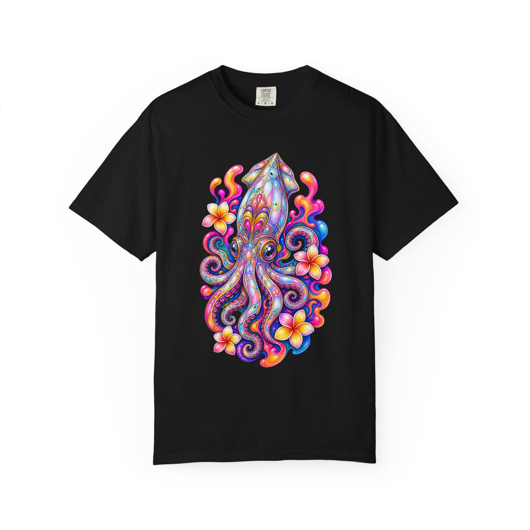Psychedelic Plumeria Squid Graphic Tee