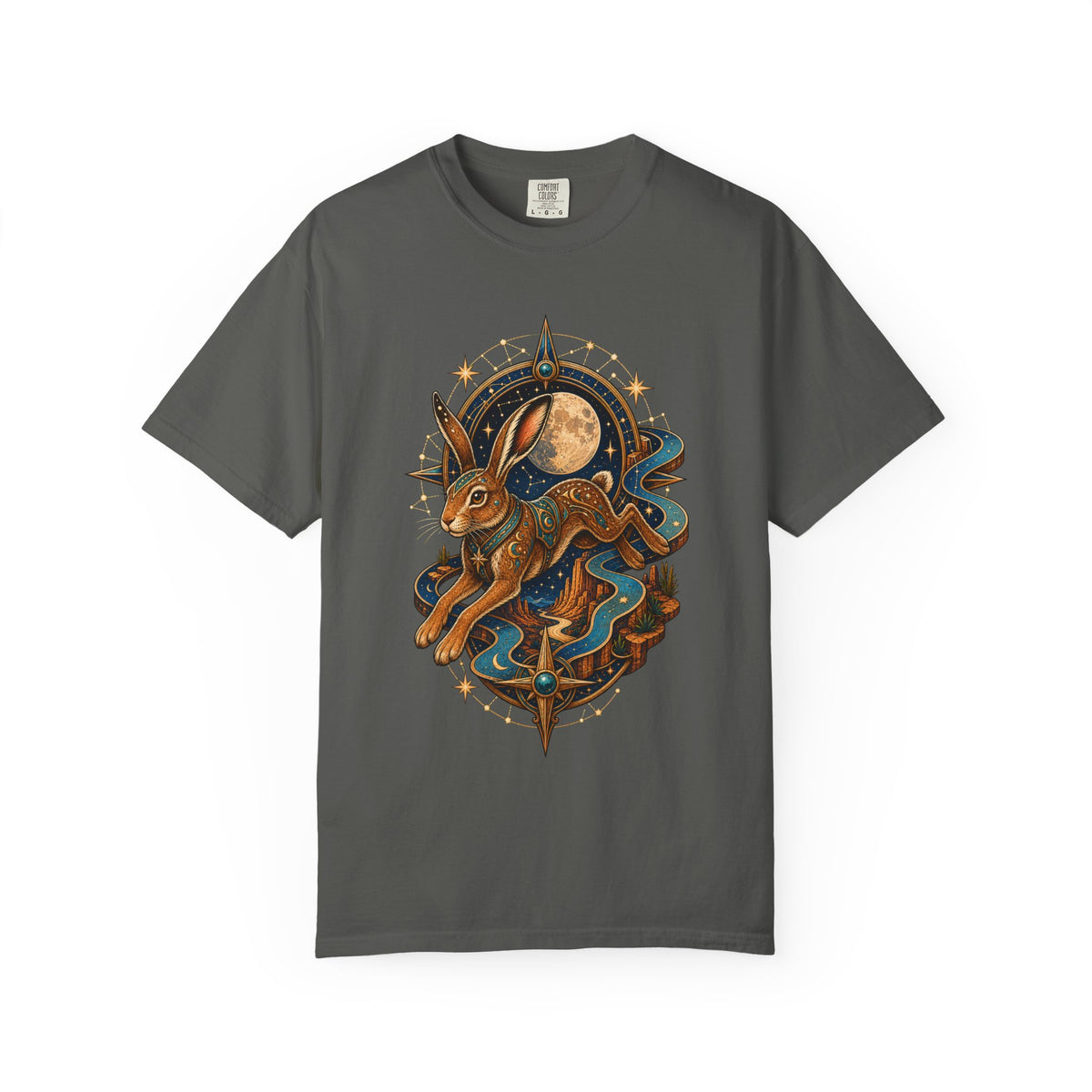 Celestial Desert Hare Compass T-Shirt Graphic
