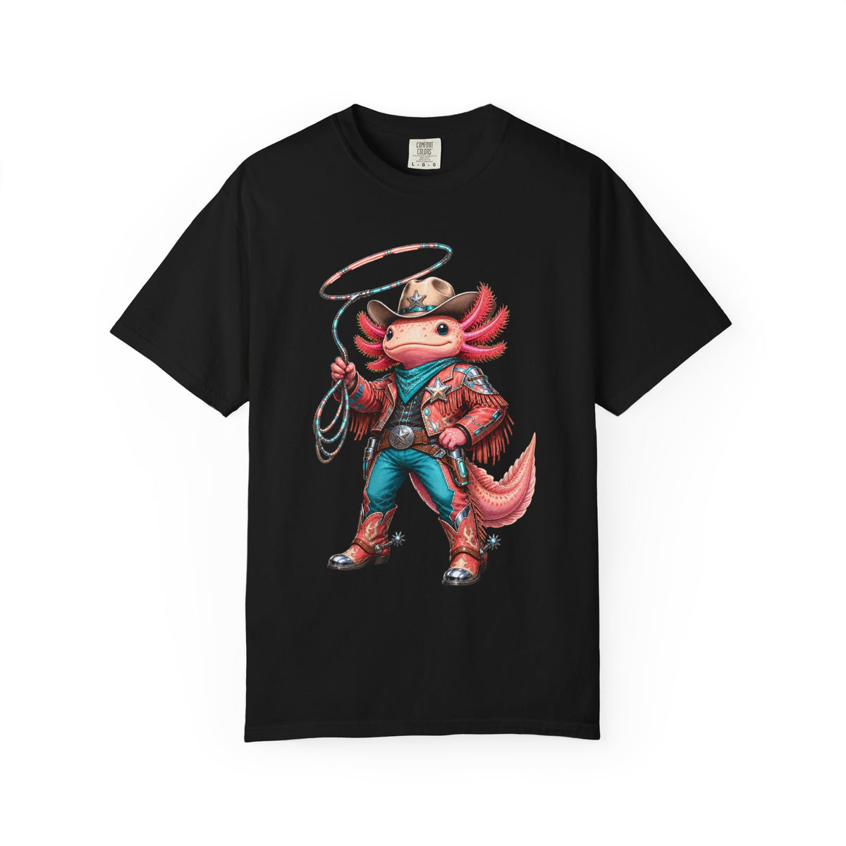 Cyber Rodeo Axolotl Sheriff T-Shirt Graphic