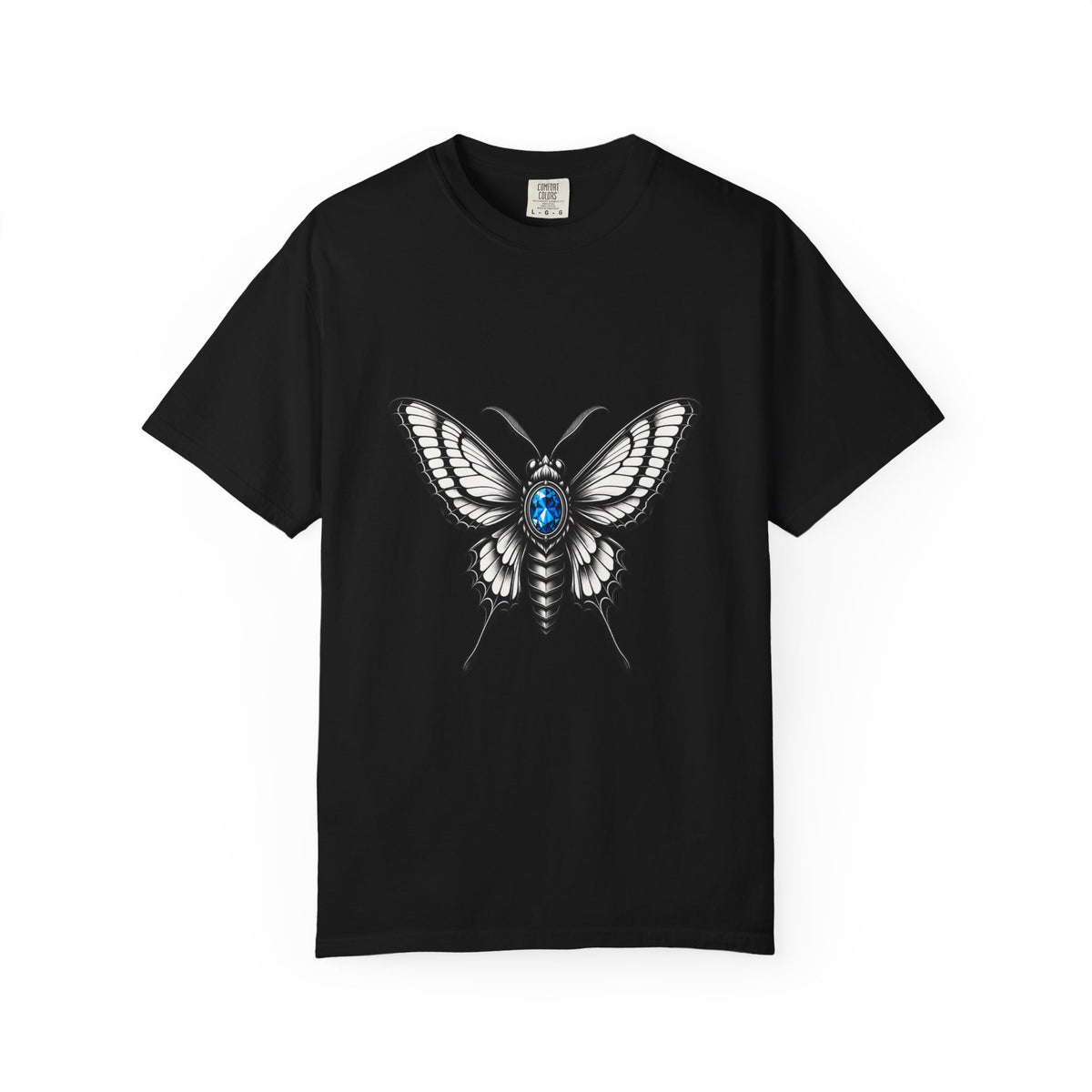 Blue Gem Gothic Moth T-Shirt Graphic
