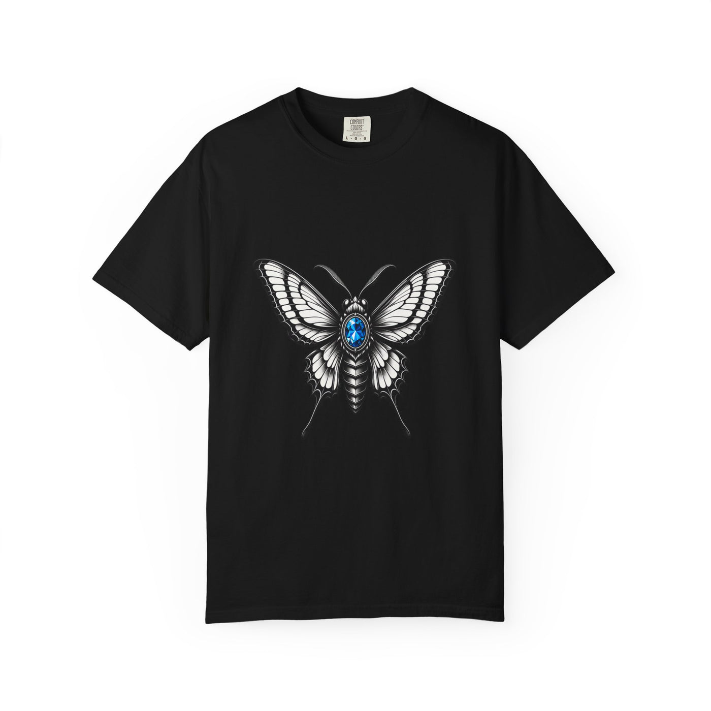 Blue Gem Gothic Moth T-Shirt Graphic