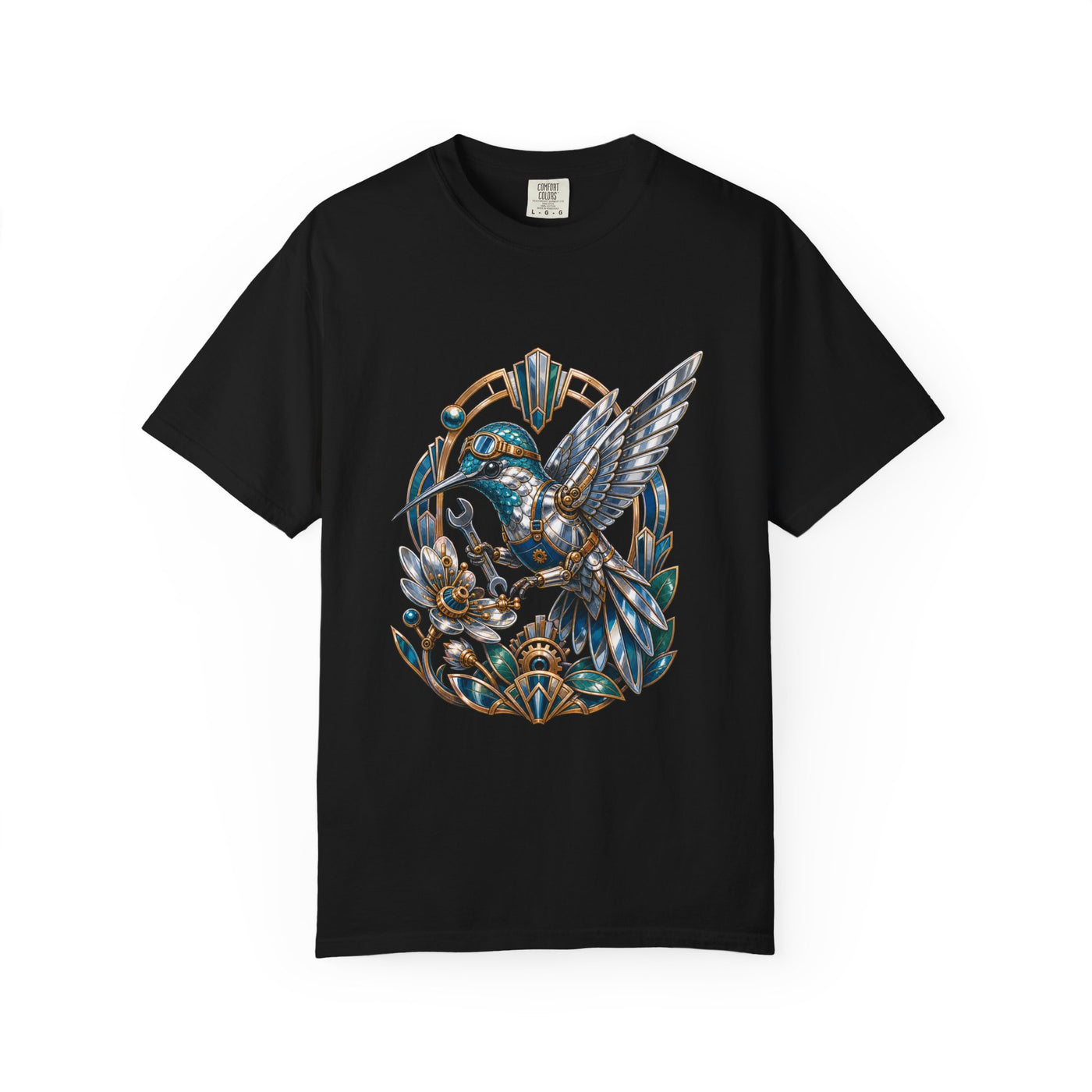 Chrome Neo-Deco Hummingbird Mechanic T-Shirt Graphic