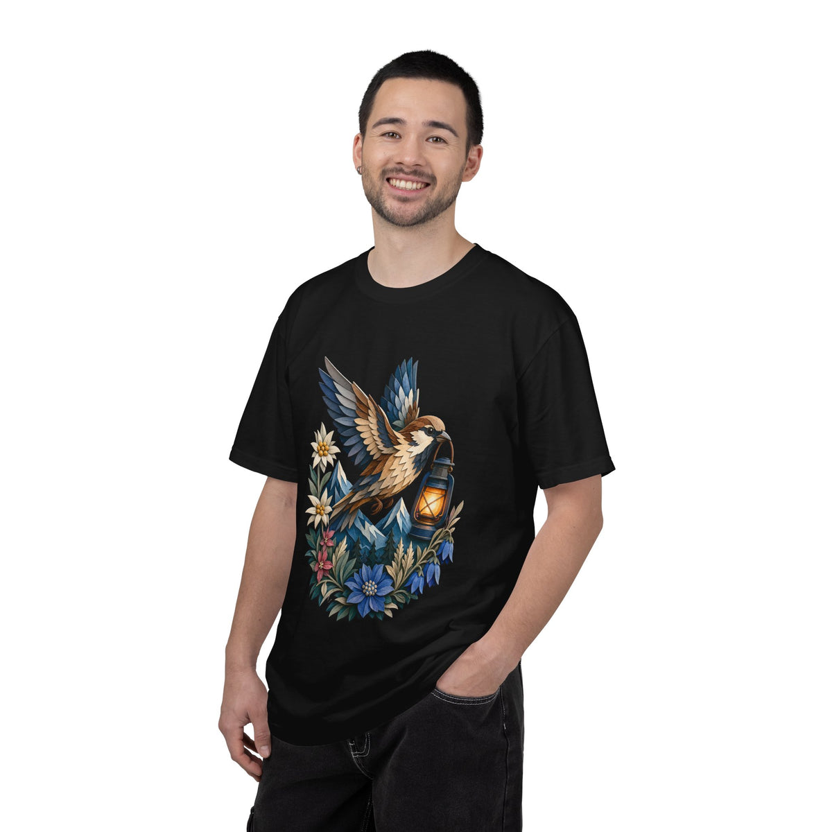 Paper Cut Alpine Sparrow Lantern T-Shirt Graphic
