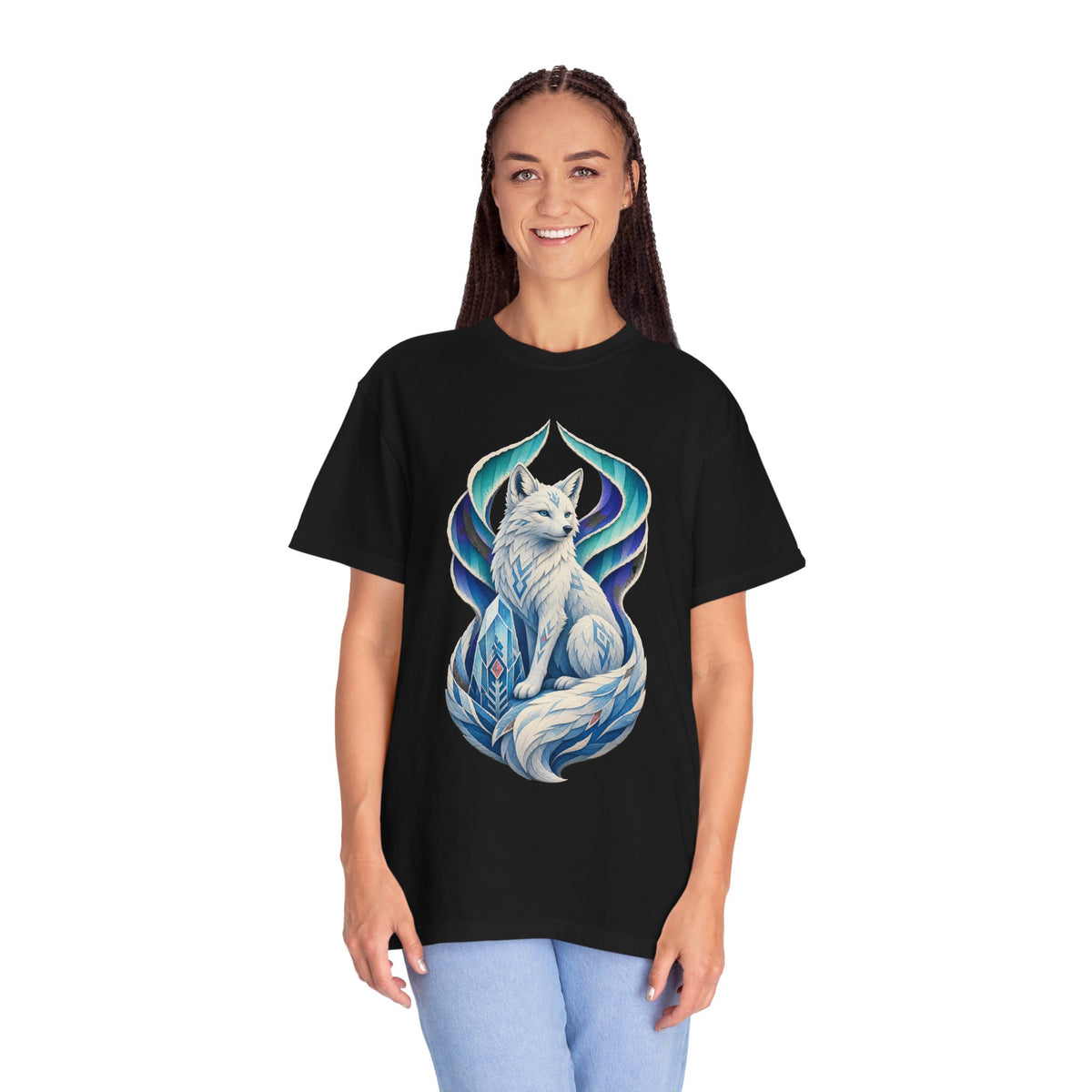 Arctic Fox Aurora Paper Cut Graphic Tee