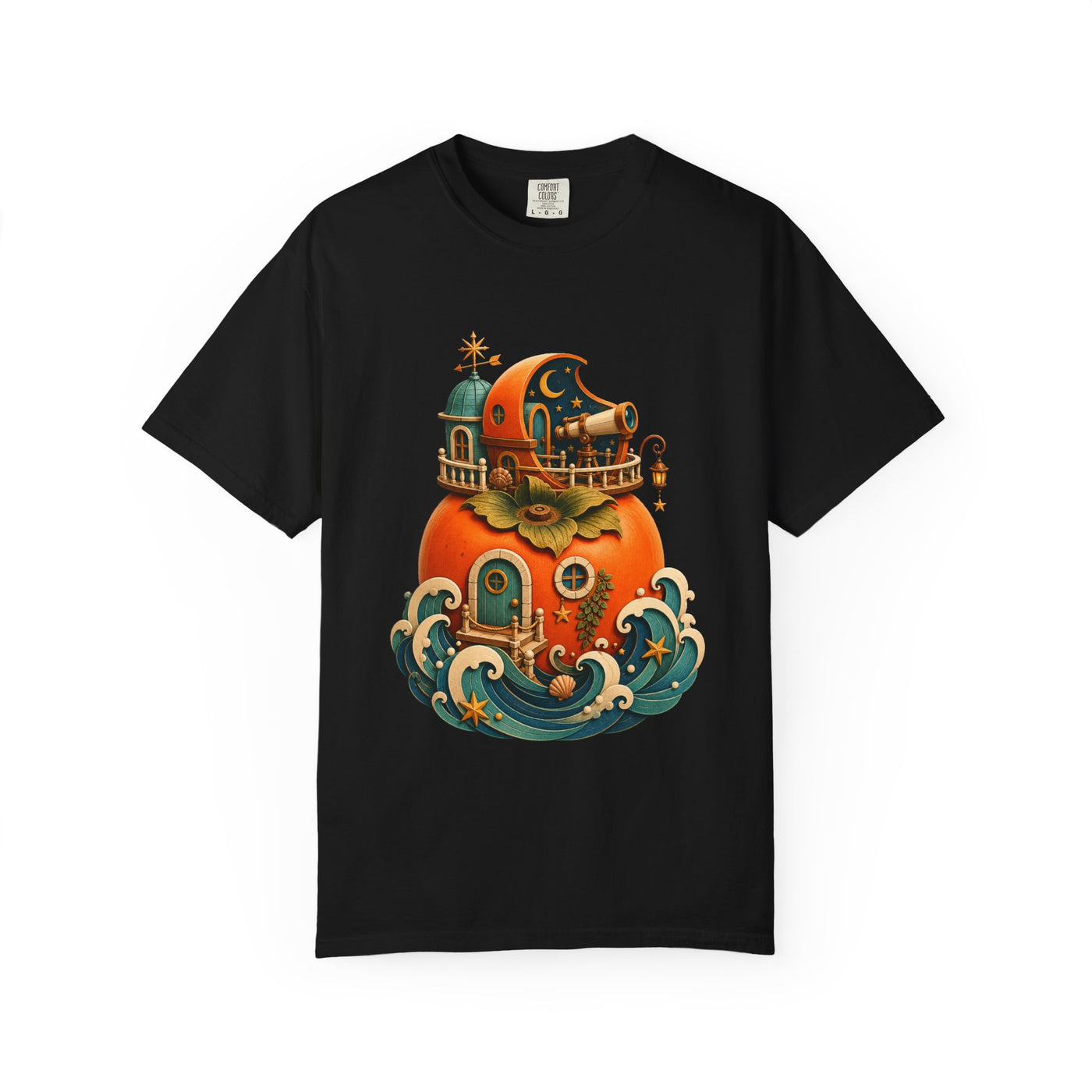 Paper Cut Coastal Observatory Persimmon T-Shirt Graphic