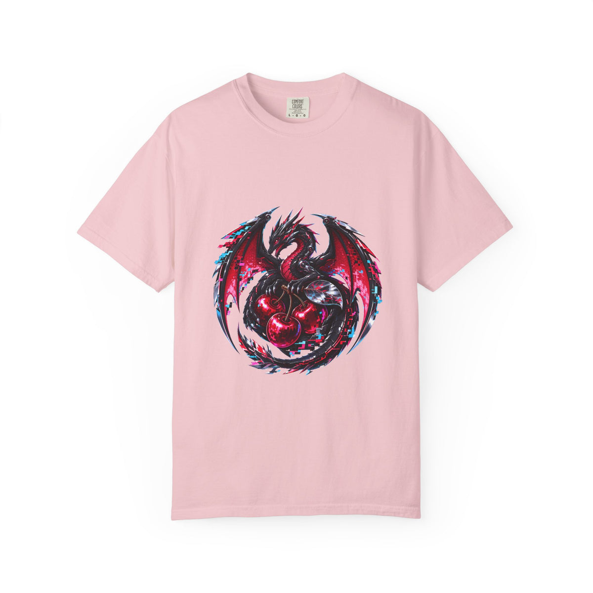 Cyber Glitch Cherry Wyvern Graphic Tee