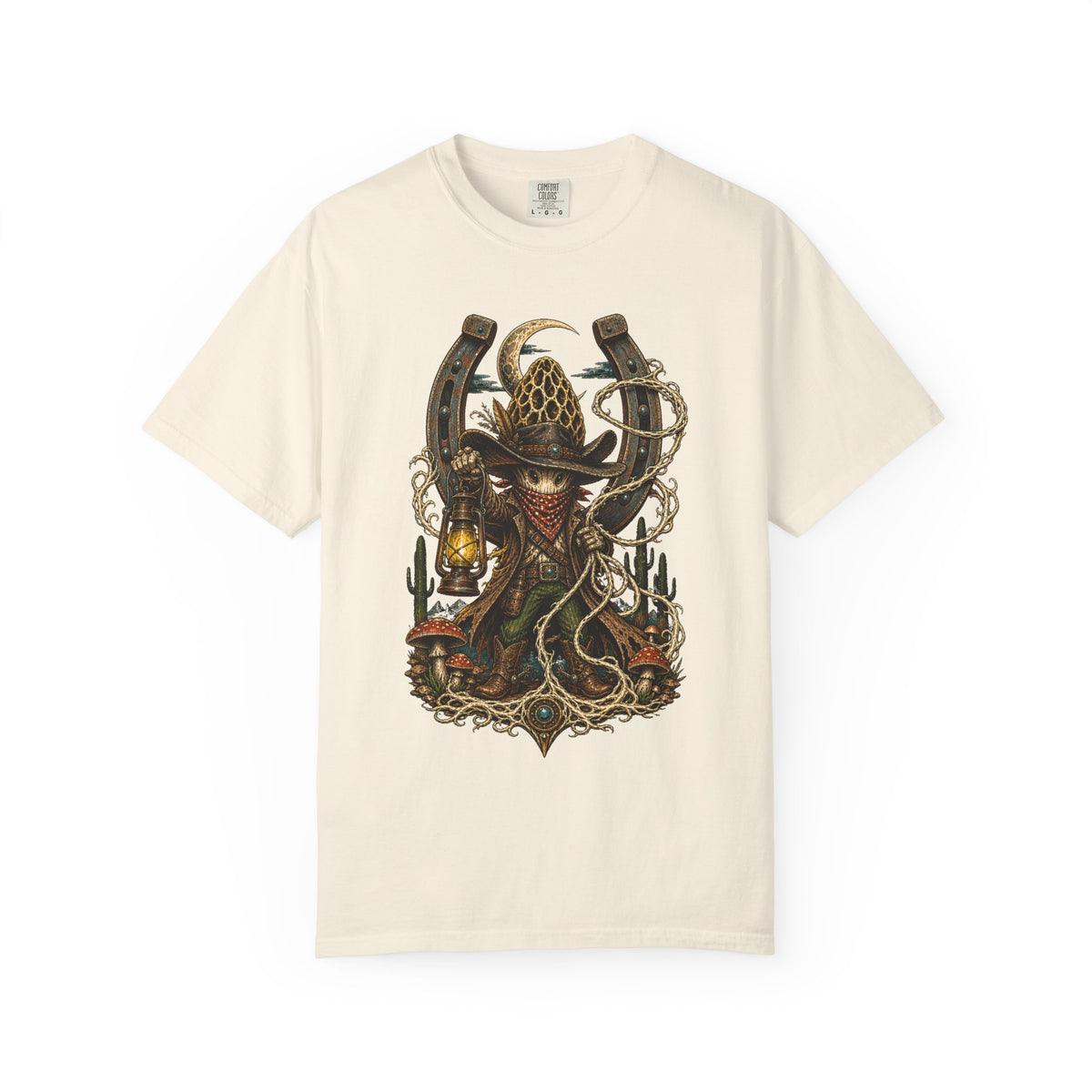 Woodcut Mushroom Outlaw T-Shirt Graphic