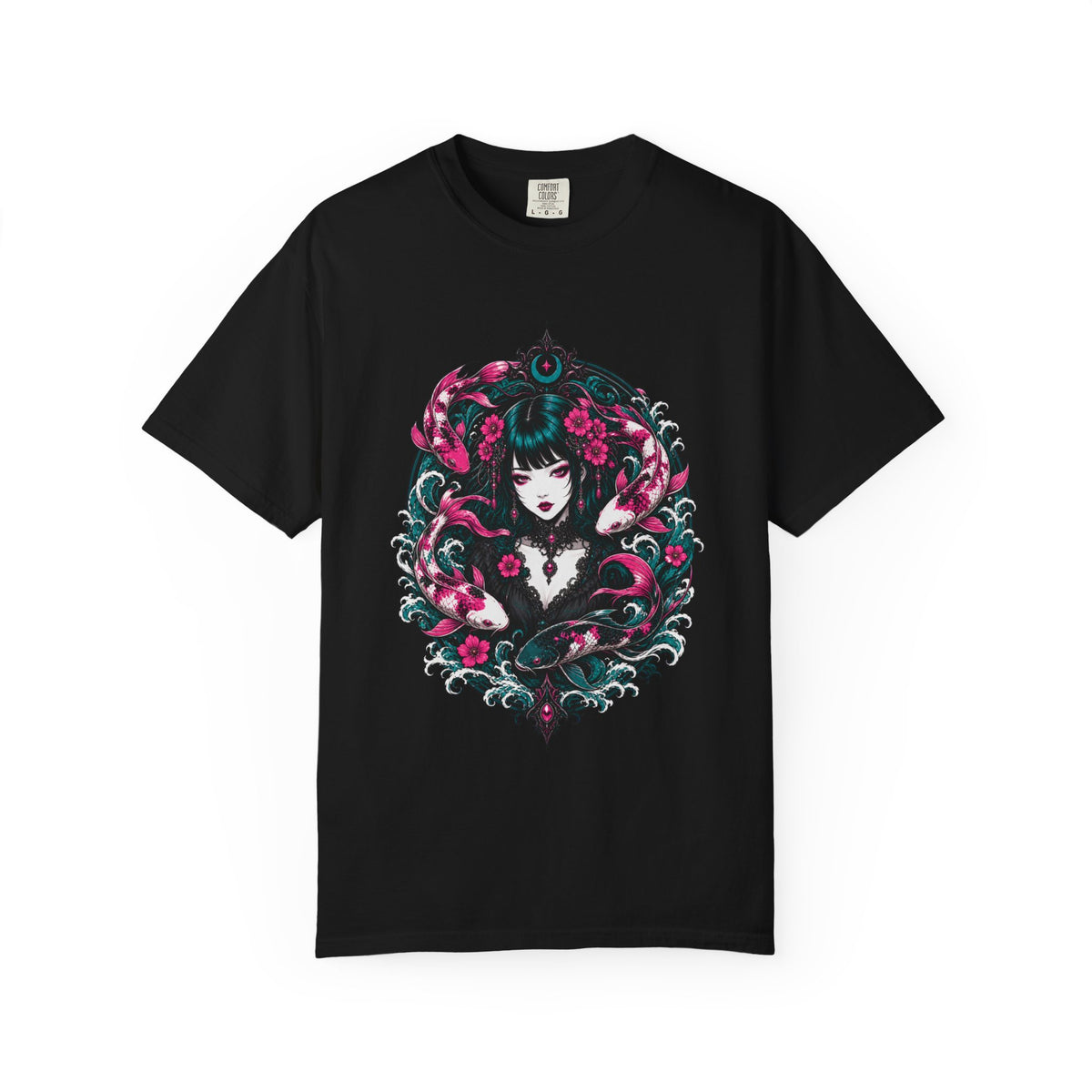 Neon Koi Gothic Portrait T-Shirt Graphic
