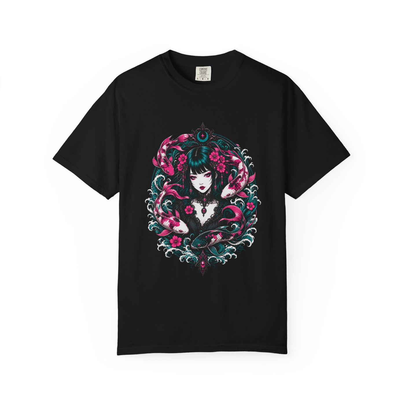 Neon Koi Gothic Portrait T-Shirt Graphic
