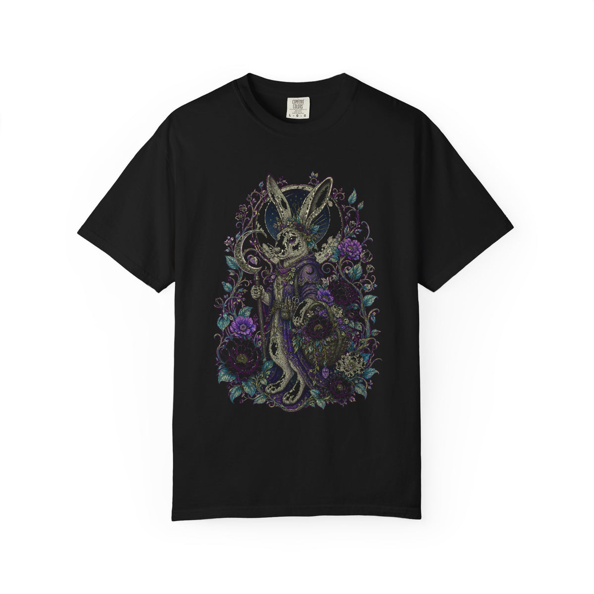 Lunar Hare Botanical Fantasy T-Shirt Graphic