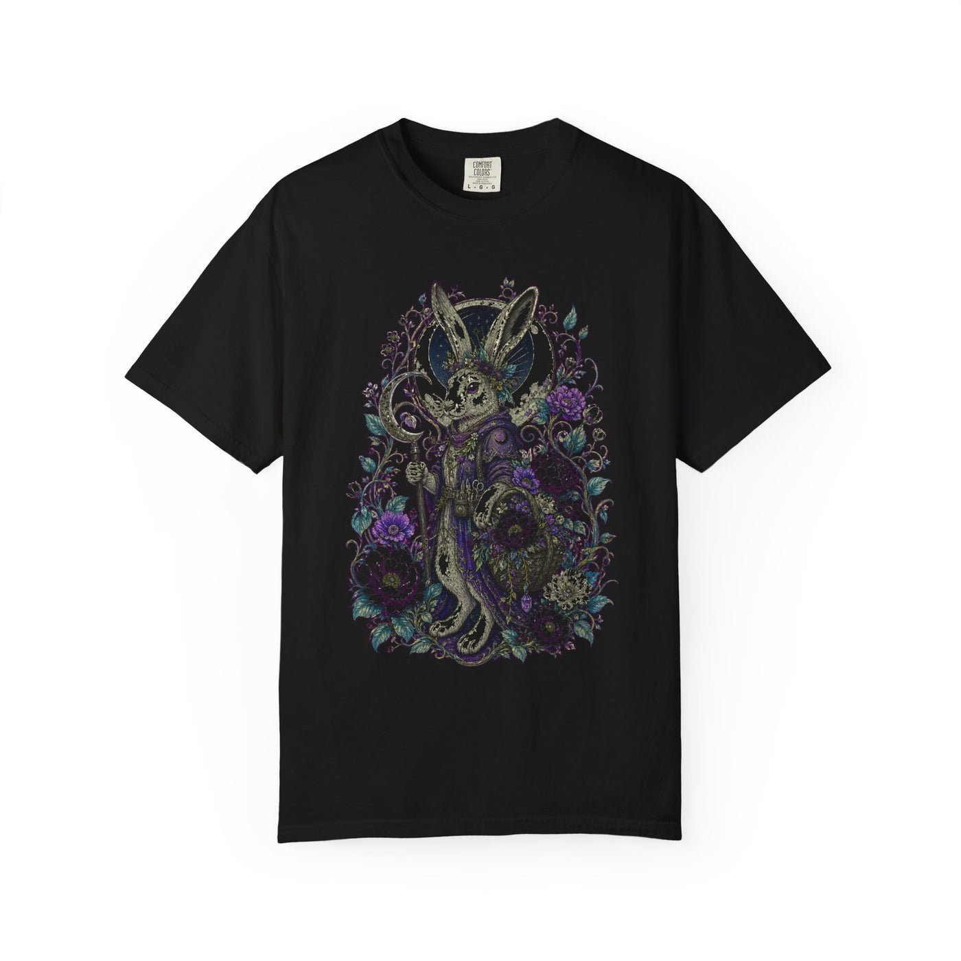 Lunar Hare Botanical Fantasy T-Shirt Graphic