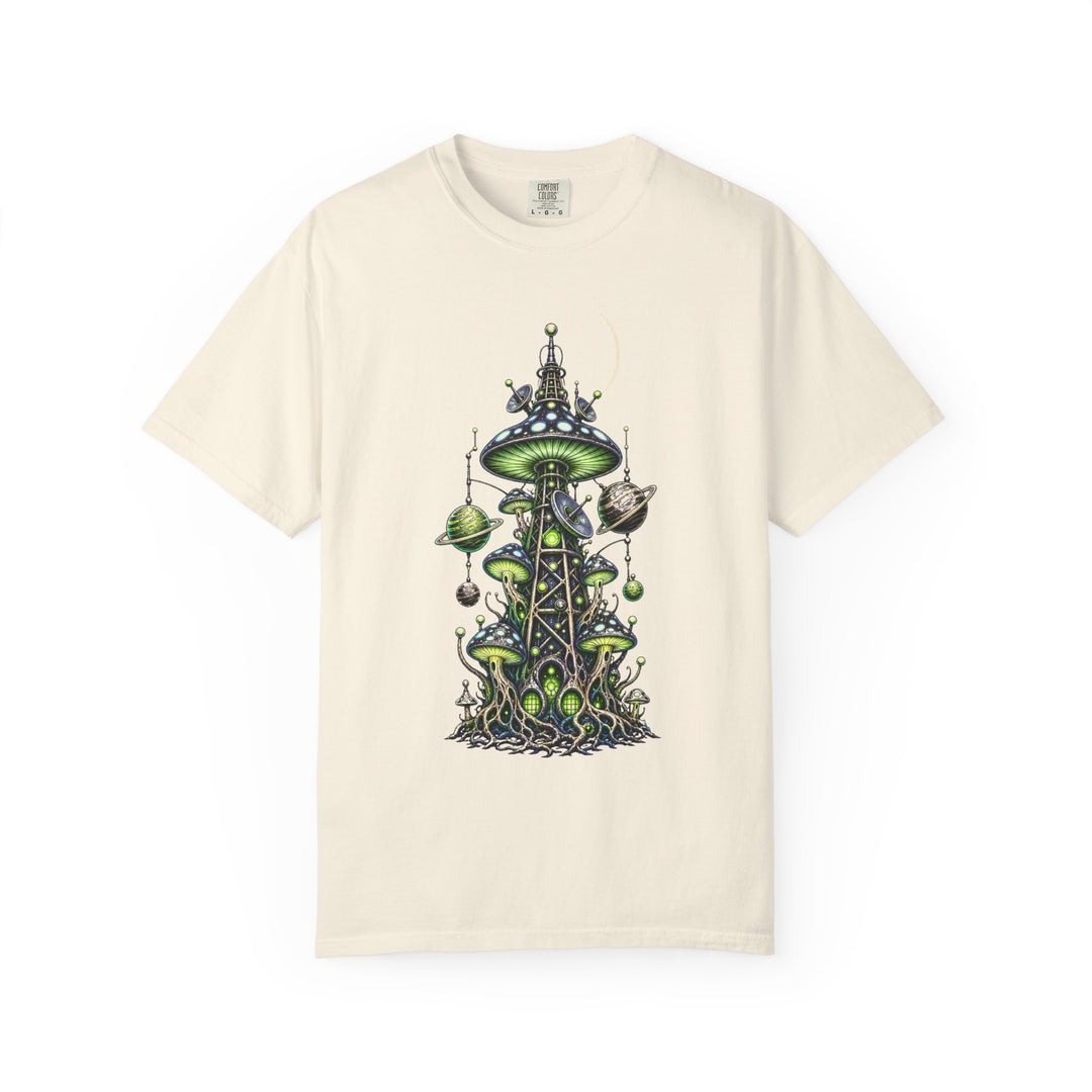 Alien Mushroom Radio Tower T-Shirt Graphic