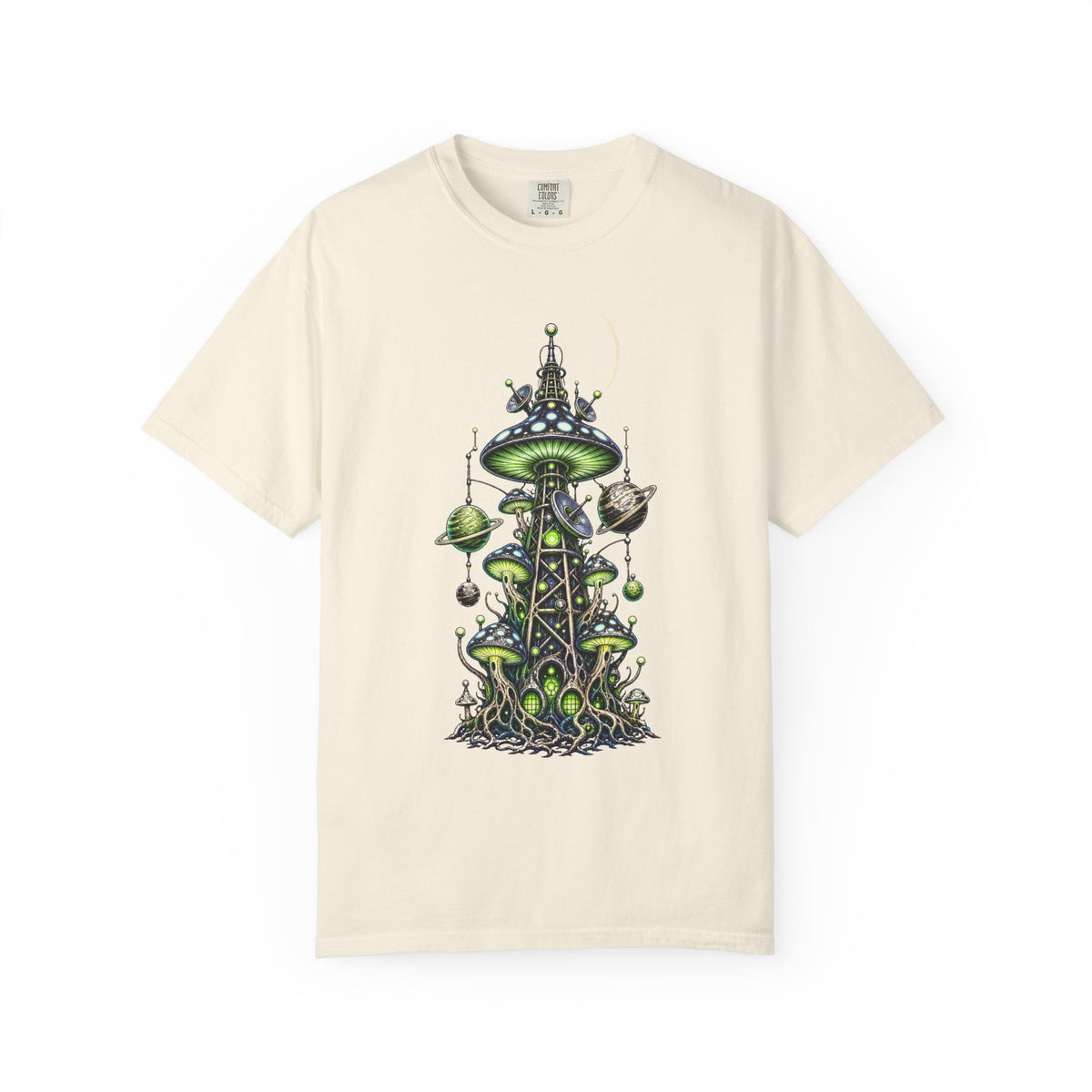 Alien Mushroom Radio Tower T-Shirt Graphic