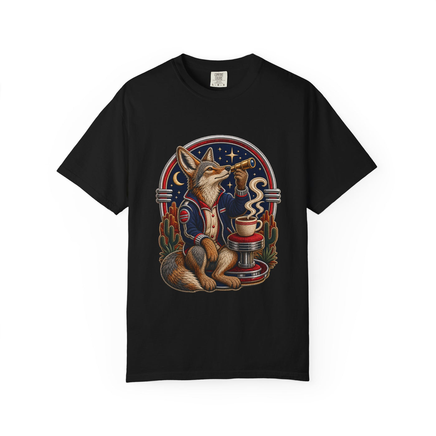 Embroidered Diner Telescope Coyote T-Shirt Graphic