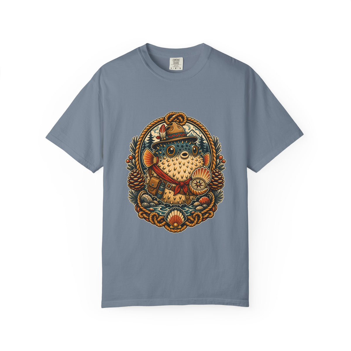 Folk Tattoo Pufferfish Ranger Graphic Tee