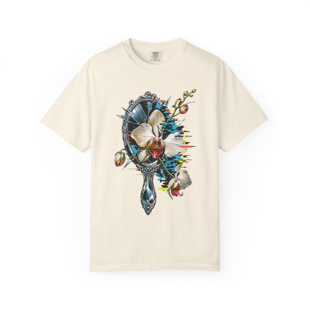 Glitchy Glam Orchid Mirror T-Shirt Graphic