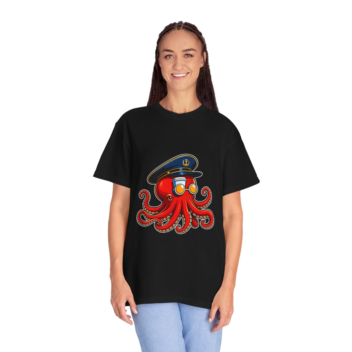 Captain Octopus Nautical Mascot T-Shirt Graphic