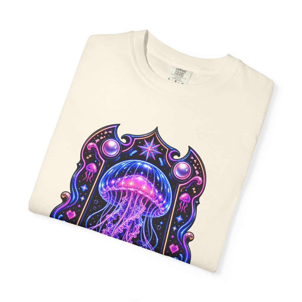 Arcade Jellyfish Neon Crest T-Shirt Graphic