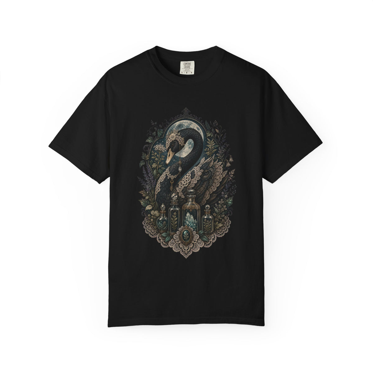 Gothic Lace Swan Apothecary Graphic Tee