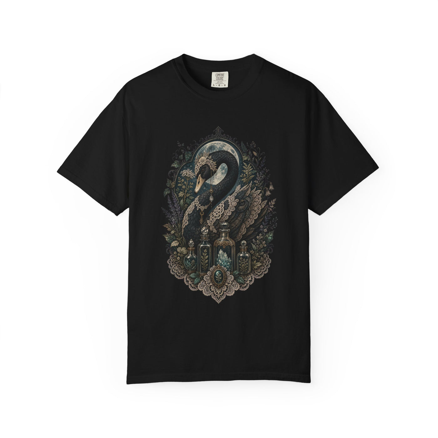 Gothic Lace Swan Apothecary Graphic Tee