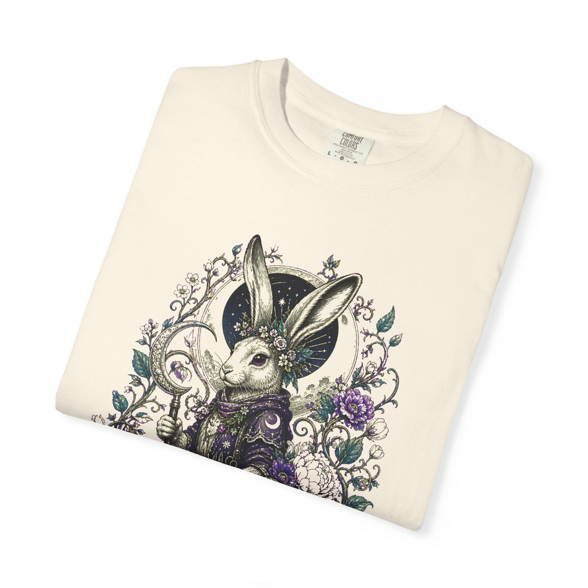 Lunar Hare Botanical Fantasy T-Shirt Graphic