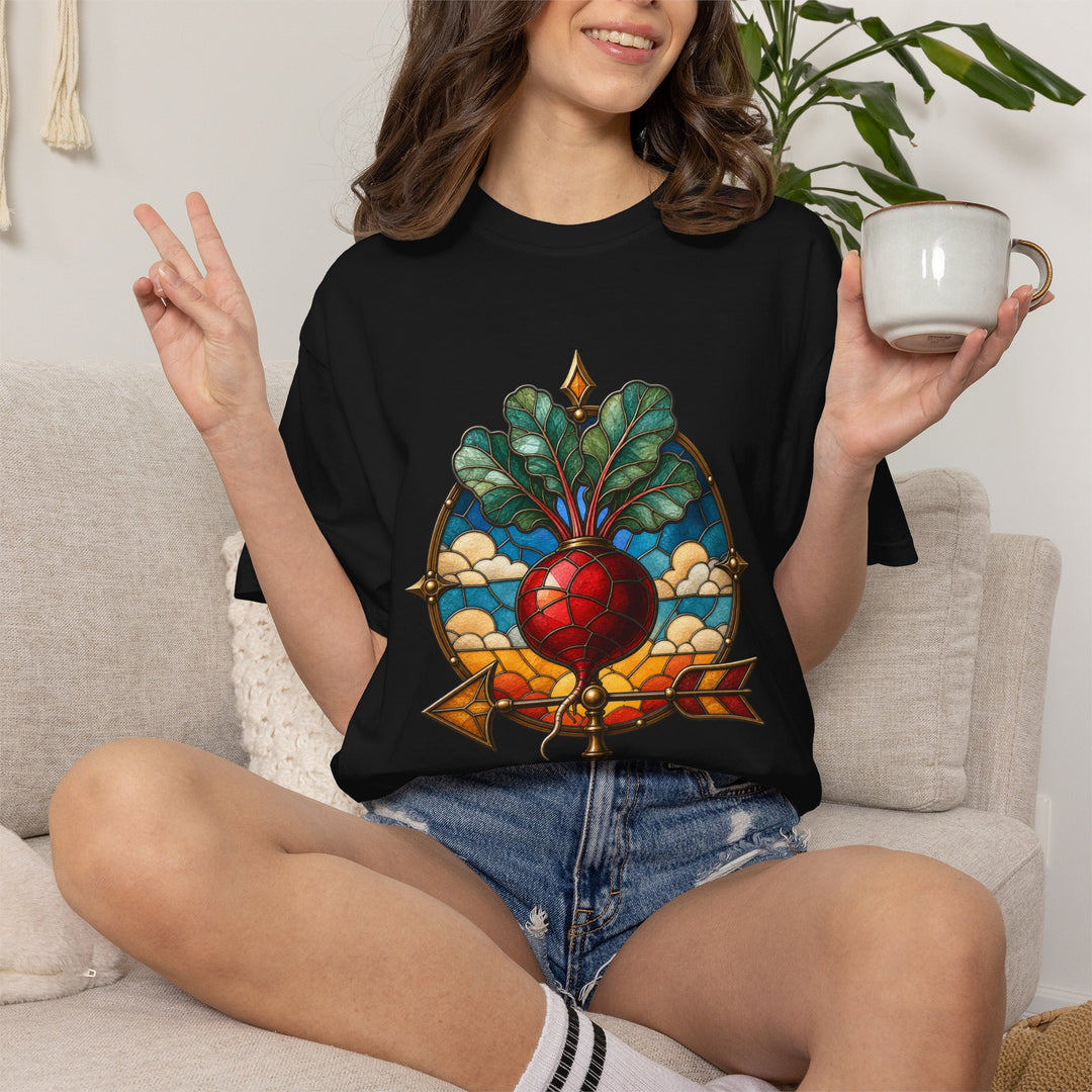 Stained Glass Weather-Vane Radish T-Shirt Graphic