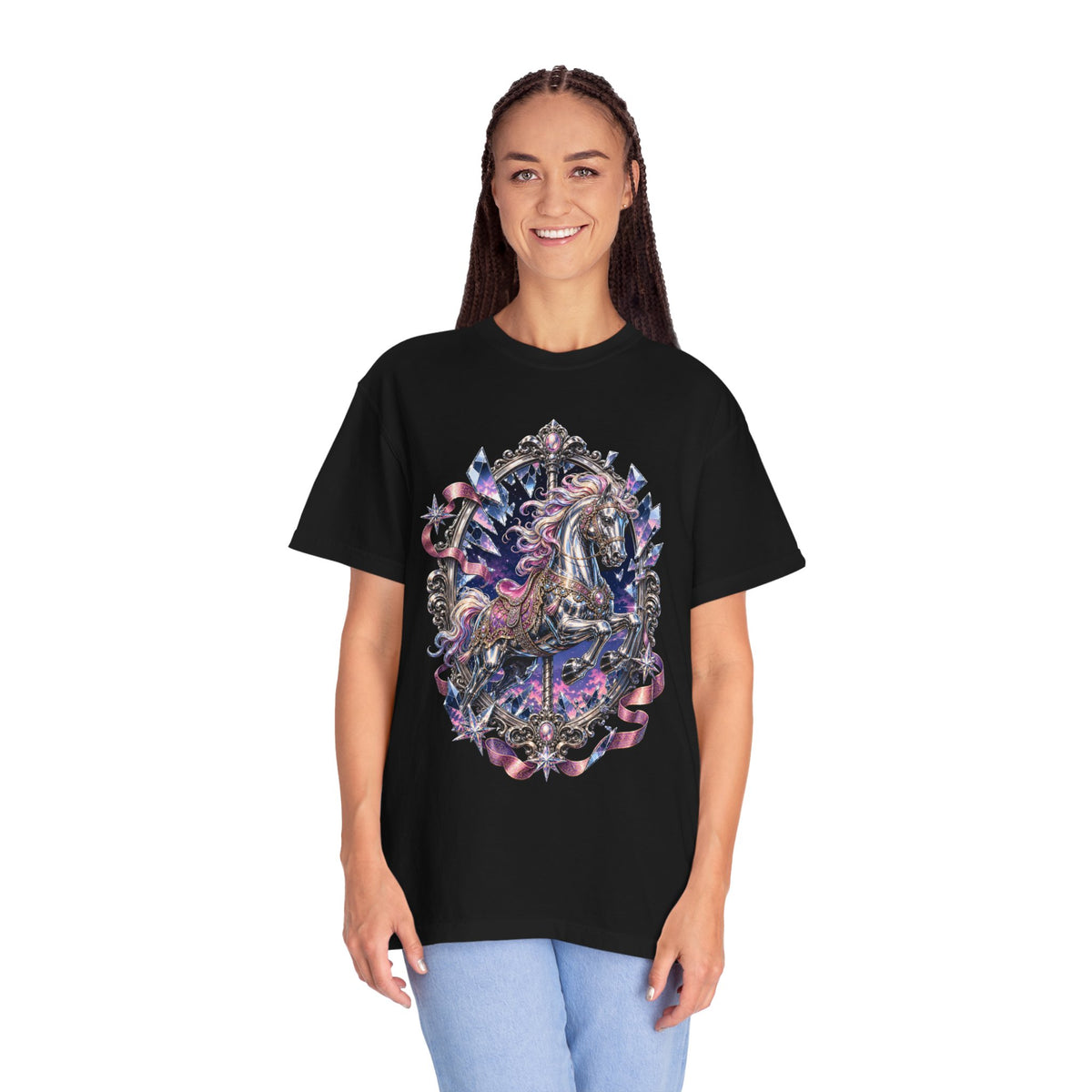 Chrome Carousel Horse Baroque T-Shirt Graphic
