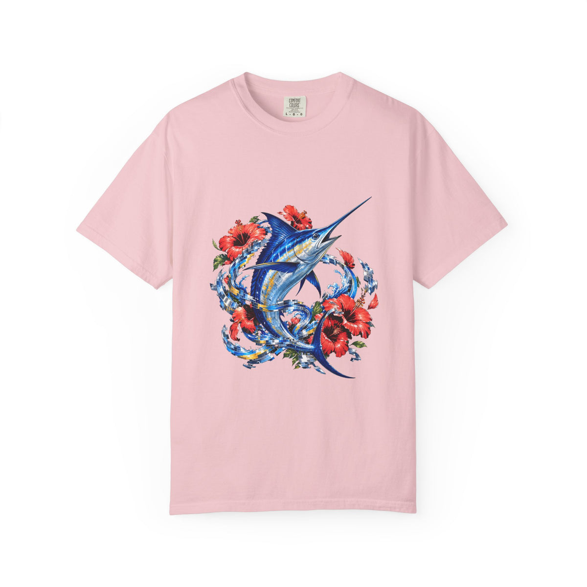 Hibiscus Glitch Swordfish Graphic Tee