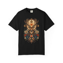 Folk Sun Stag Emblem T-Shirt Graphic