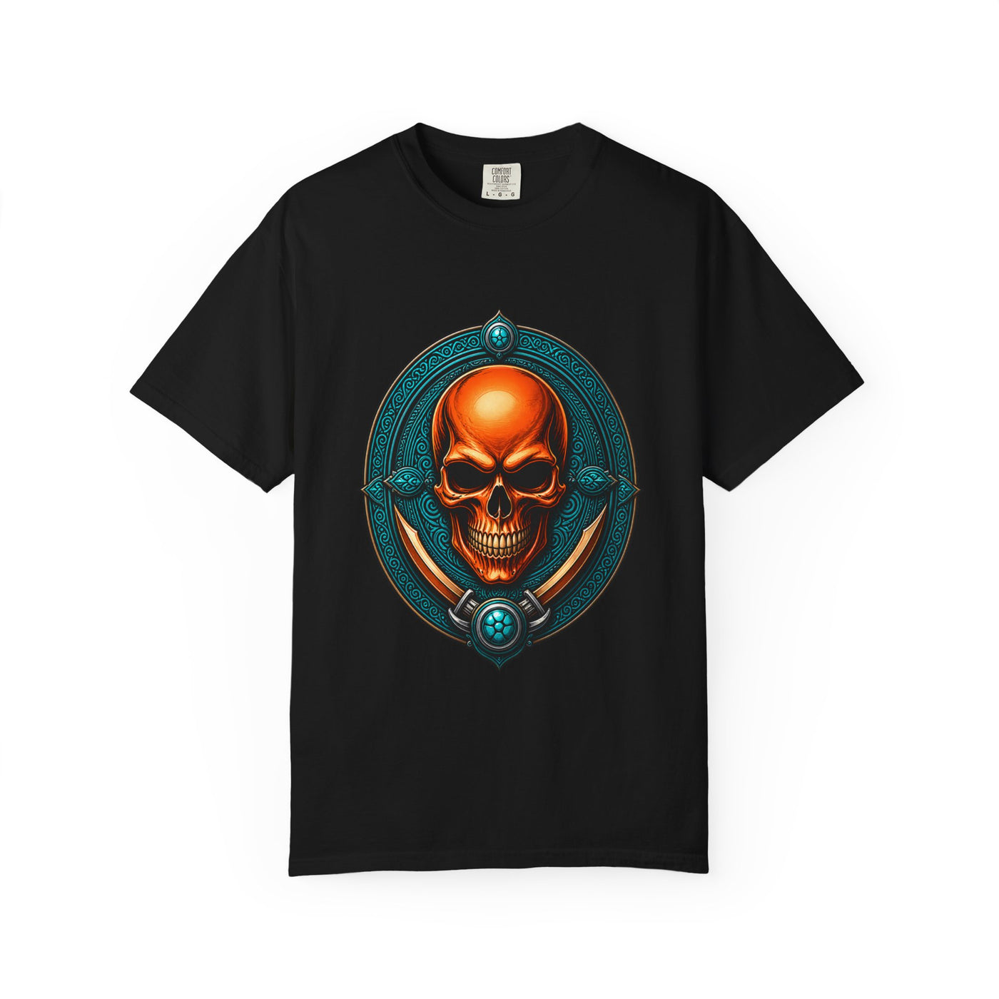 Turquoise Skull Crest Gothic T-Shirt Graphic